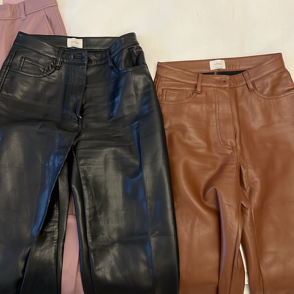Three faux leather Aritzia pants- size 0 ! - Picture 4 of 5